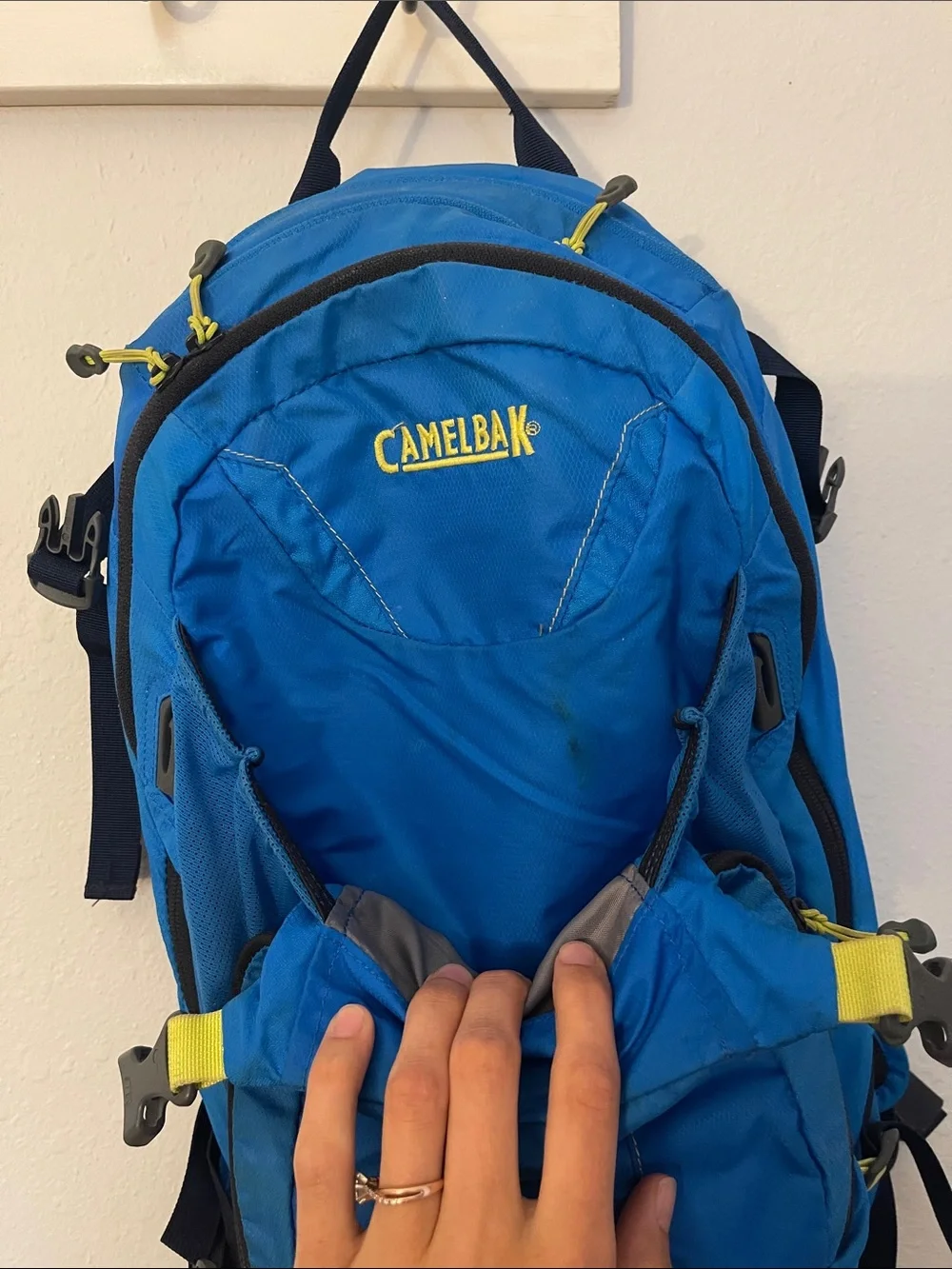 CamelBak Blue Hydration Pack with Neon Yellow Accents